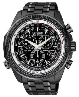 Citizen Watch, Mens Chronograph Eco Drive Black Ion Plated Stainless