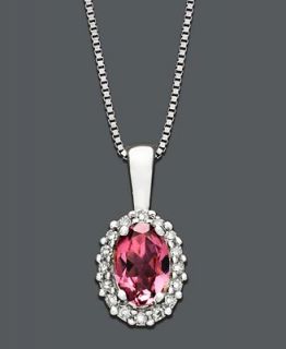 14k White Gold Necklace, Pink Tourmaline (3/8 ct. t.w) and Diamond