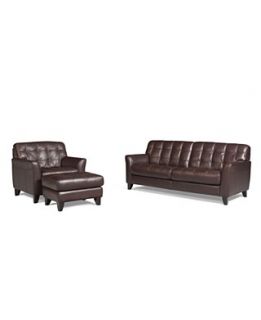 Nick Leather Living Room Furniture, 3 Piece Set (Sofa, Chair and