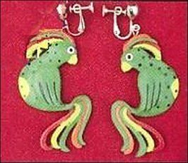 Costumes Pirates Parrot Costume Earring Set 2 5 Grn