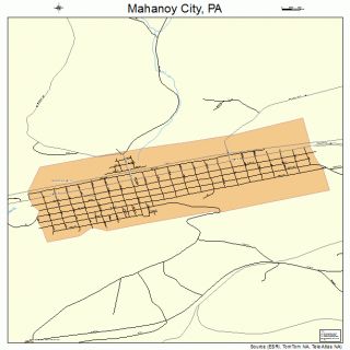Mahanoy City Pennsylvania Street Road Map PA Atlas Po