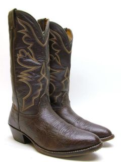 Mens Larry Mahan Dark Brown Buffalo Rodeo Cowboy Western Boots Sz 9 D
