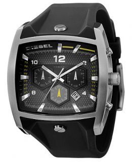 Diesel Watch, Chronograph Black Silicone Strap 54x47mm DZ4165   All