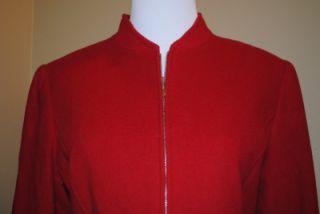 Womens Red Jacket Wool Cashmere Blazer Mainbocher Size 8