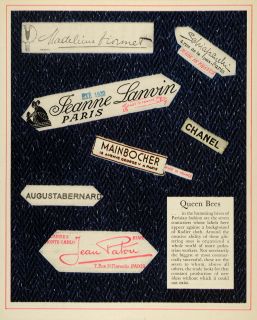 1932 Print Queen Bees Chanel Lanvin Patou Rodier Clothing Fabric Paris