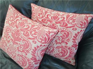 FORTUNY Stamped Sevigne Design Throw Pillows Red Ivory Custom Designer