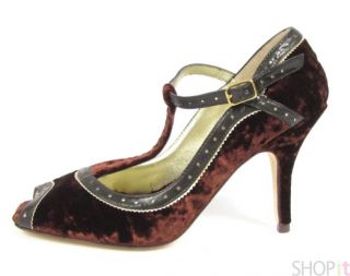 New $140 Martinez Valero West V Velvet Heel Pumps Shoes