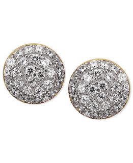 CRISLU Earrings, 18k Gold and Platinum Pave Over Sterling Silver Cubic