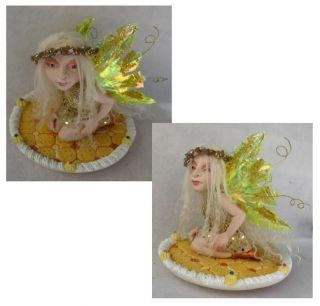 Majella OOAK Fairy on Cookie Tray Fairies Art Doll Christmas Figurine