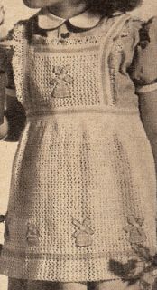 Vintage Crochet Pattern Windmill Pinafore Dress Sz 3 4