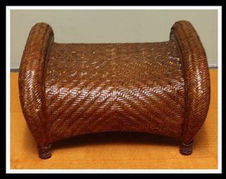 Pottery Barn Wicker Rattan Malabar Footstool Ottoman Modern Foot Stool