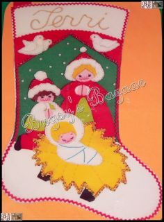 Vintage Malina Nativity Felt Christmas Stocking Kit
