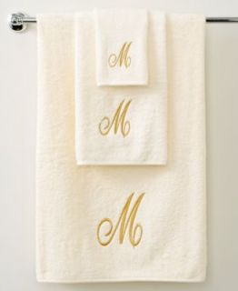 Avanti Bath Towels, Initial Script Granite and Silver Collection