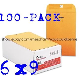 6x9 Envelopes Kraft Clasp Manila Mailing Shipping Catalog Yellow Brown