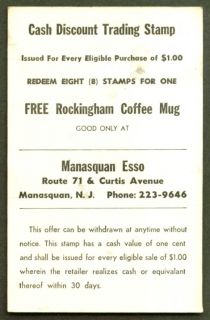 Manasquan Esso Free Rockingham Coffee Mug Card NJ 50s