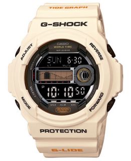 Shock Watch, Mens Digital Tidegraph White Resin Strap 53x55mm