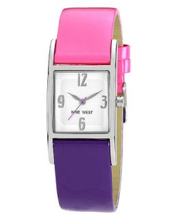 Nine West Watch, Womens Pink and Purple Leather Strap 26x24mm NW