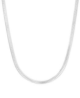 14k White Gold Necklace, 24 Flat Herringbone Chain   Necklaces