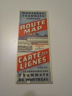 1941 Montreal Tramways Route Map Auto Bus Routes