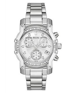 Bulova Watch, Womens Chronograph Stainless Steel Bracelet 96R138