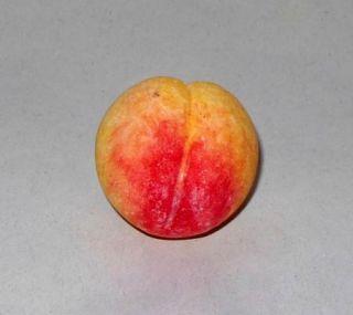 Italian Hand Carved Stone Marble Alabaster Peach Fruit Miniature