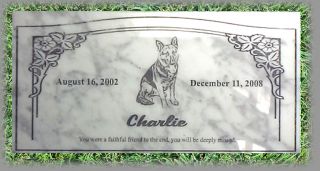 Thick White Marble Memorial Marker Pet Grave Headstone