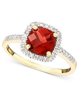 14k Gold Ring, Garnet (1 1/6 ct. t.w.) and Diamond (1/6 ct. tw.)