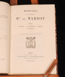 C1900 3VOL Memoire General de Marbot Napoleon Waterloo