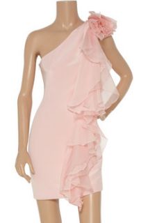 700 Notte by Marchesa One Shoulder Ruffle Silk Dress Sz 14