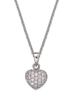 Brilliant Sterling Silver Necklace, Cubic Zirconia Heart Pendant (3