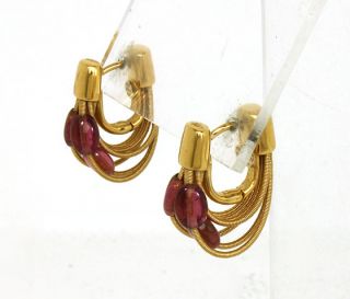 Marco Bicego 18K Gold Rubies Ladies Multi Rows Huggie Earrings