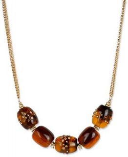 Kenneth Cole New York Necklace, Gold tone Tortoise Barrel Bead Frontal