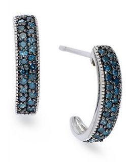 Sterling Silver Earrings, Blue Diamond Earrings (1/2 ct. t.w.)