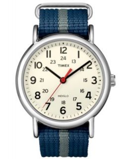 Timex Watch, Weekender Navy and Gray Nylon Slip Through Strap 30mm