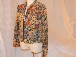 Description  Circle T by Marilyn Lenox, tapestry jacket with black