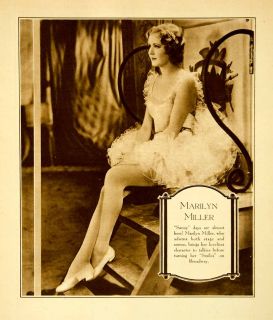 1930 Rotogravure Marilyn Miller Broadway Silver Screen Ballerina