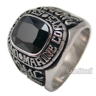 States Marine Corps Black Onyx Stainless Steel Ring Size 9 12