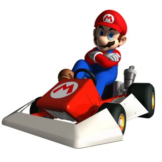 Mario looking tough in his kart in Mario Kart DS