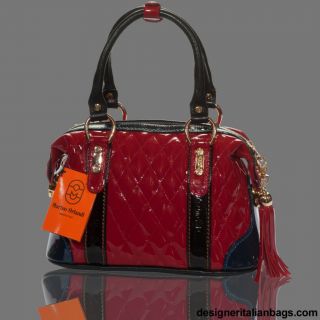 Marino Orlandi Italian Designer Red Patent Quilted Leather Purse Bag