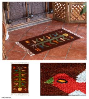 Night Birds Woven Zapotec Art Wool Rug Carpet 3x5
