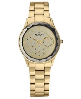 Skagen Denmark Watch, Womens Gold Tone Stainless Steel Bracelet 34mm