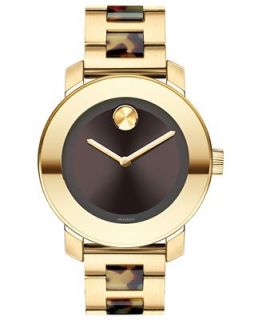 Movado Watch, Swiss Bold Medium Tortoise Acetate and Gold Ion Plated
