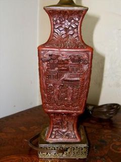 Antique Late 19th Early 20th C. Chinese Carved Cinnabar Quadrilateral