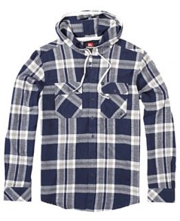 Quiksilver Hoodie, Grommet Plaid Hooded Shirt