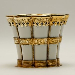 Fine Antique Royal Copenhagen Porcelain Cup w Gilt Sterling Mounts A