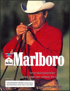 1985 Marlboro Man Cigarettes Ad Cute Cowboy Close Up
