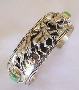Emer Thompson Navajo Sterling Turquoise Horse Bracelet