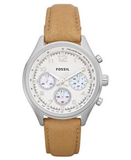 Fossil Watch, Womens Chronograph Flight Tan Leather Strap 38mm CH2824