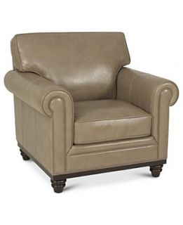 Martha Stewart Leather Living Room Chair, Bradyn 39W x 38D x 38H