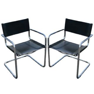 Mid Century Modern Mart Stam Leather Arm Chairs
